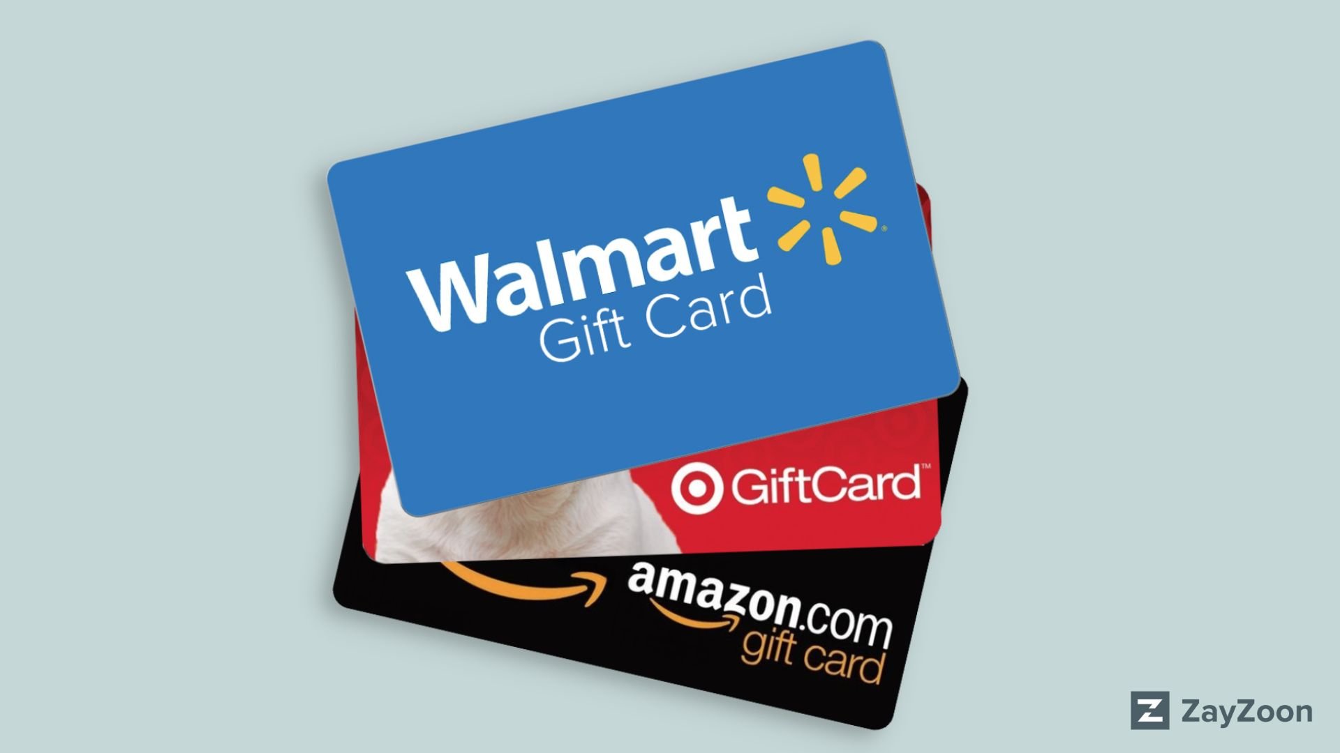 Screenshot of Walmart, Target and Amazon gift cards.